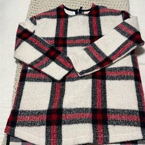 Zara Kids Plaid Red and Black Crewneck Dress